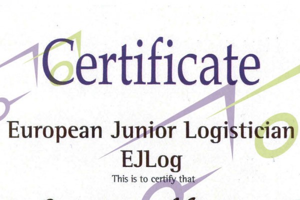Certyfikat Candidate European Junior Logistician